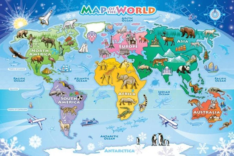 Toys Outset Media | Map Of The World Floor Puzzle By Cobble Hill