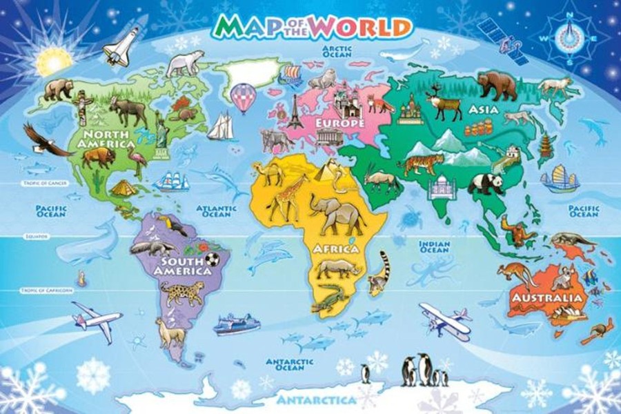 Montessori Materials Outset Media | Map Of The World Floor Puzzle By Cobble Hill