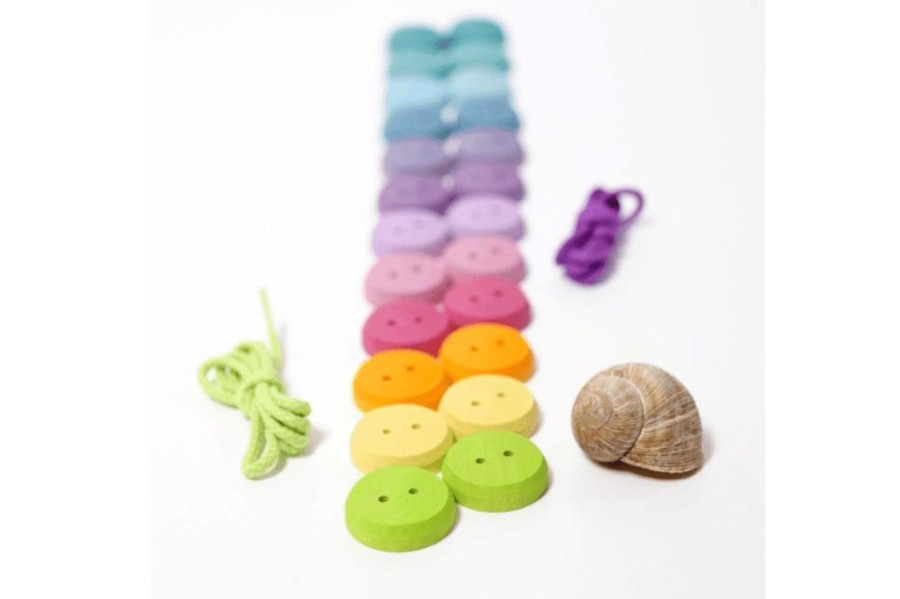 Toys Fire the Imagination | Grimm'S Wooden Threading Buttons (Pastel)