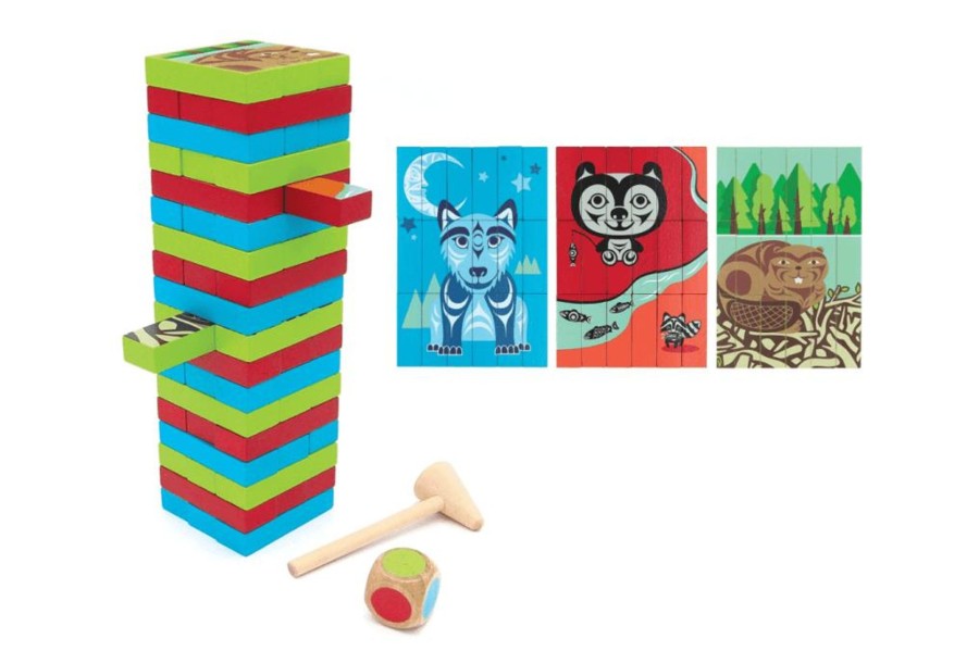 Toys Native Northwest | Multi-Game Wooden Blocks Set - Indigenous Animals By Simone Diamond