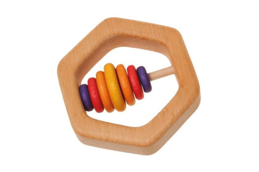 Montessori Materials Fire the Imagination | Grimm'S Hexagon Rattle With 7 Discs